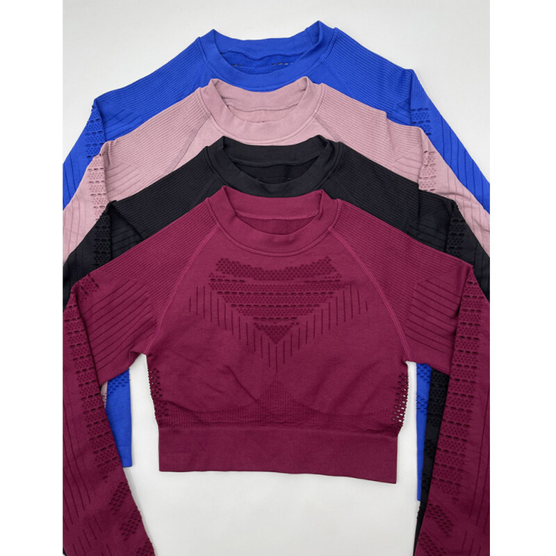 Nové bezšvové jogové oblečenie, športová súprava, oblečenie do posilňovne, dámske oblečenie s dlhým rukávom, crop top s vysokým pásom, legíny, cvičebná súprava, fitness sieťované tepláky