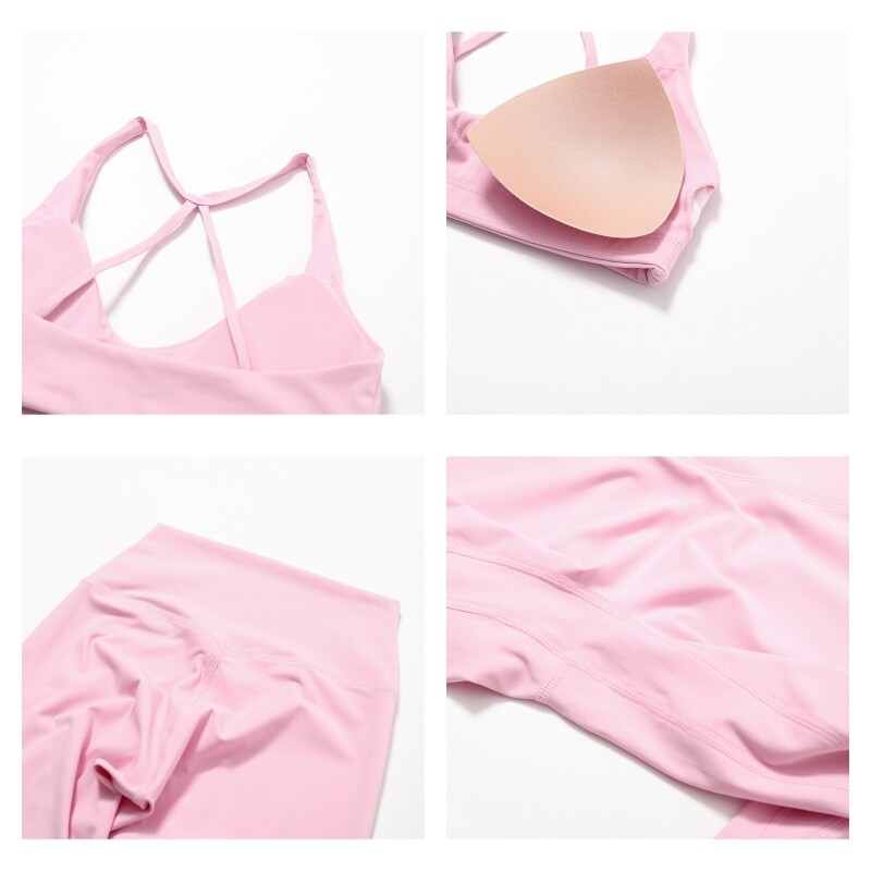 Jogos drabužių kostiumai, tinkantys sportinei aprangai, moteriški antblauzdžiai aukštu juosmeniu ir viršutinis dviejų dalių sportinis komplektas, sporto salės sportinis kostiumas, kūno rengybos apranga