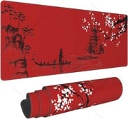 Veľká červená podložka pod myš XL s anime čerešňovým kvetom a protišmykovou gumenou základňou pre kancelársky notebook 31,5'' x 12'' palcov