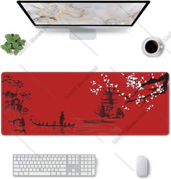 Μεγάλο κόκκινο Mouse Pad XL Cherry Blossom Anime Mice Pad με αντιολισθητική λαστιχένια βάση για φορητό υπολογιστή γραφείου 31,5\'\' X 12\'\' ιντσών