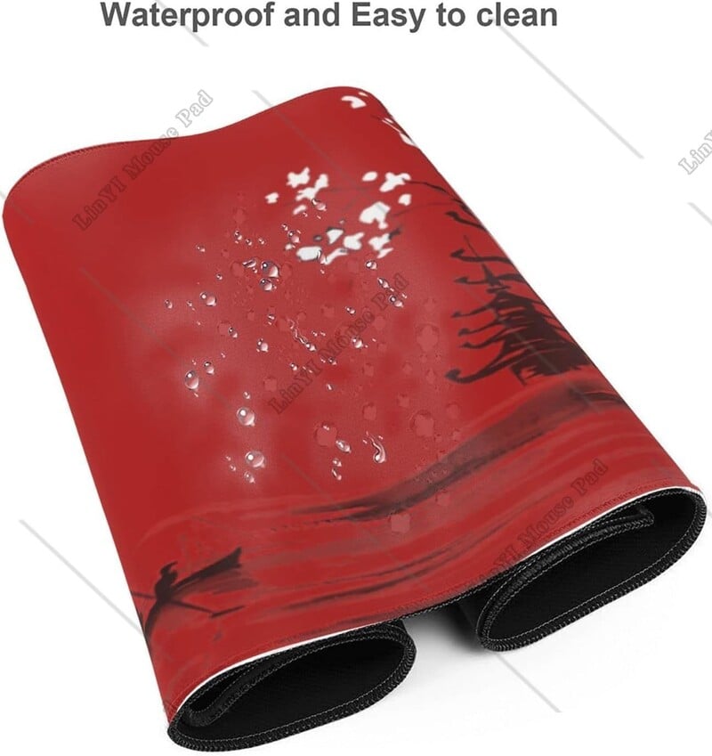 Veľká červená podložka pod myš XL s anime čerešňovým kvetom a protišmykovou gumenou základňou pre kancelársky notebook 31,5'' x 12'' palcov