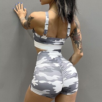 Camo 2 PCS Йога комплекти за жени Облекло за фитнес Спортен сутиен Шорти за тренировка Фитнес облекло