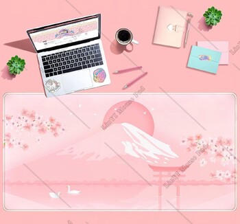 Cherry Blossom Mouse Pad Kawaii Pink Floral Πατάκι γραφείου Μεγάλο Anime Gaming Mousepad XXL Cute Mount Fuji πατάκια πληκτρολογίου για γυναίκες