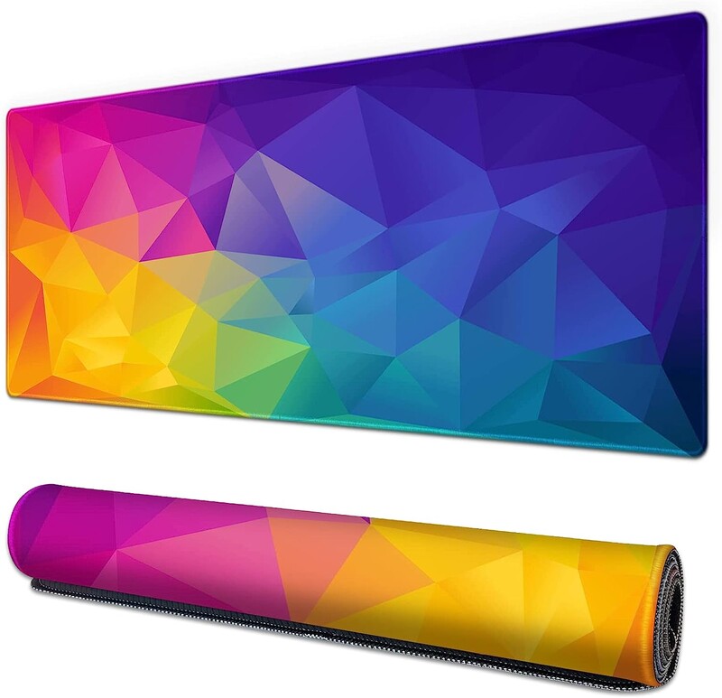 Abstract Rainbow Background Gaming Mouse Pad Mousepad Αντιολισθητικά ελαστικά επιθέματα ποντικιών Ραμμένες άκρες 31,5x11,8 ίντσες