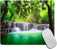 Cascada tropicală în pădure, cu textura premium, design personalizat de covoraș de mouse Tapete de mouse lavabile, cu bază de cauciuc anti-alunecare, pentru computer.