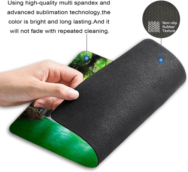 Cascada tropicală în pădure, cu textura premium, design personalizat de covoraș de mouse Tapete de mouse lavabile, cu bază de cauciuc anti-alunecare, pentru computer.