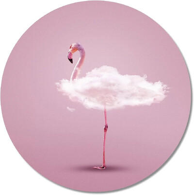Кръгла подложка за мишка Pink Flamingo Mouse Mat Малка нехлъзгаща се гумена основа Кръгла подложка за мишка с дизайни за работа и игри у дома