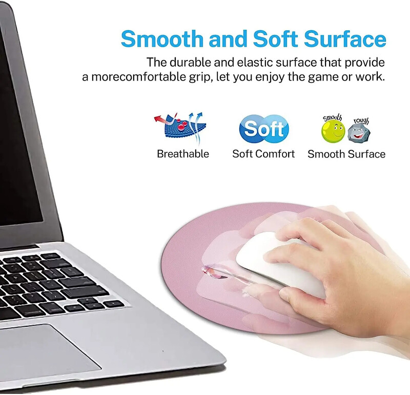 Στρογγυλό mousepad Pink Flamingo Mouse Mat Μικρή αντιολισθητική βάση από καουτσούκ Στρογγυλό mousepad με σχέδια για σπίτι εργασίας και παιχνιδιών