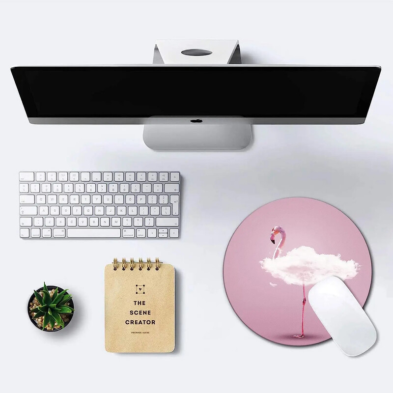Στρογγυλό mousepad Pink Flamingo Mouse Mat Μικρή αντιολισθητική βάση από καουτσούκ Στρογγυλό mousepad με σχέδια για σπίτι εργασίας και παιχνιδιών