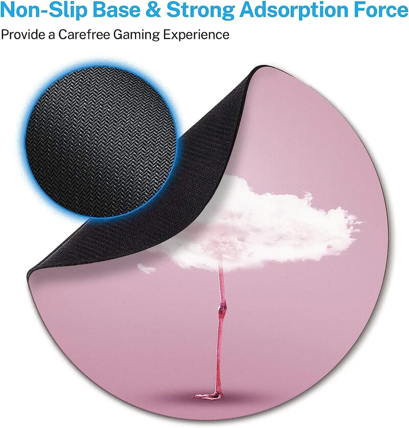 Στρογγυλό mousepad Pink Flamingo Mouse Mat Μικρή αντιολισθητική βάση από καουτσούκ Στρογγυλό mousepad με σχέδια για σπίτι εργασίας και παιχνιδιών