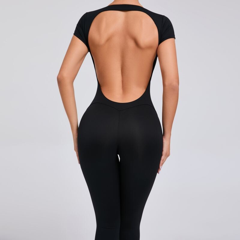 Jednodielny športový jogový overal s krátkym rukávom, priliehavý outfit, fitness oblek, cvičebné oblečenie pre ženy, športové oblečenie, akademické oblečenie