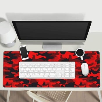 Κόκκινο και μαύρο Camo Extended Large Mouse Pad Αντιολισθητική βάση από καουτσούκ Ραμμένες άκρες 31,5 x 11,8 ίντσες