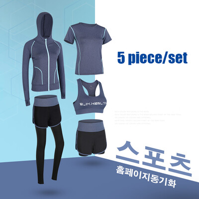 Set 5 piese Costum sport pentru femei Alergare Fitness Costume de jogging confortabile pentru femei 2021 Plus Size XXL Trening Imbracaminte sport pentru yoga