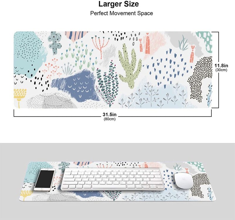 Absztrakt modern grafikus virágos egérpad Gaming XL nagyméretű egérpad asztali szőnyeg, hosszú, meghosszabbított, nagy billentyűzetpadok, asztal 31,5 x 11,8 hüvelykes