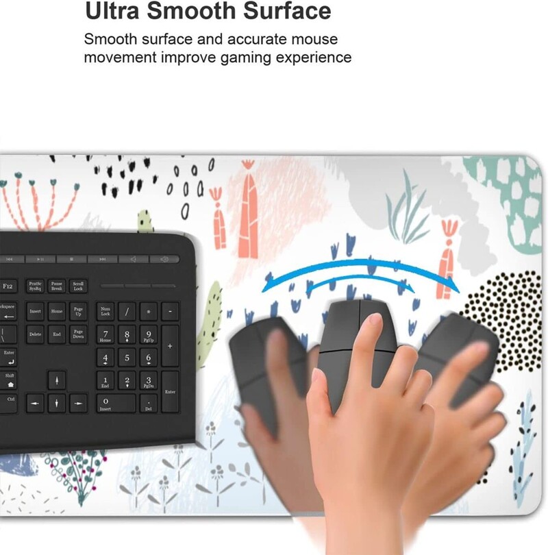 Absztrakt modern grafikus virágos egérpad Gaming XL nagyméretű egérpad asztali szőnyeg, hosszú, meghosszabbított, nagy billentyűzetpadok, asztal 31,5 x 11,8 hüvelykes