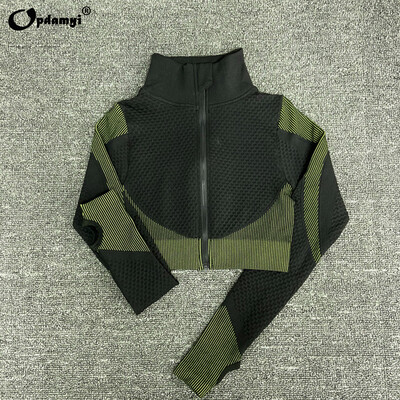 Νέο γυναικείο αθλητικό σετ γιόγκα Μπλούζες με φερμουάρ μακρυμάνικο γυμναστήριο γυμναστικής χωρίς ραφή Αθλητικό στενό παντελόνι Ψηλόμεσο κοστούμι γιόγκα