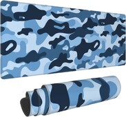 Tumši zils Camo spēļu peles paliktnis XL ar paplašinātām šūtām malām peles paliktnis Liels peles paklājiņš rakstāmgalda paliktnis, neslīdošs gumijas pamatne 31,5x11,8 collas