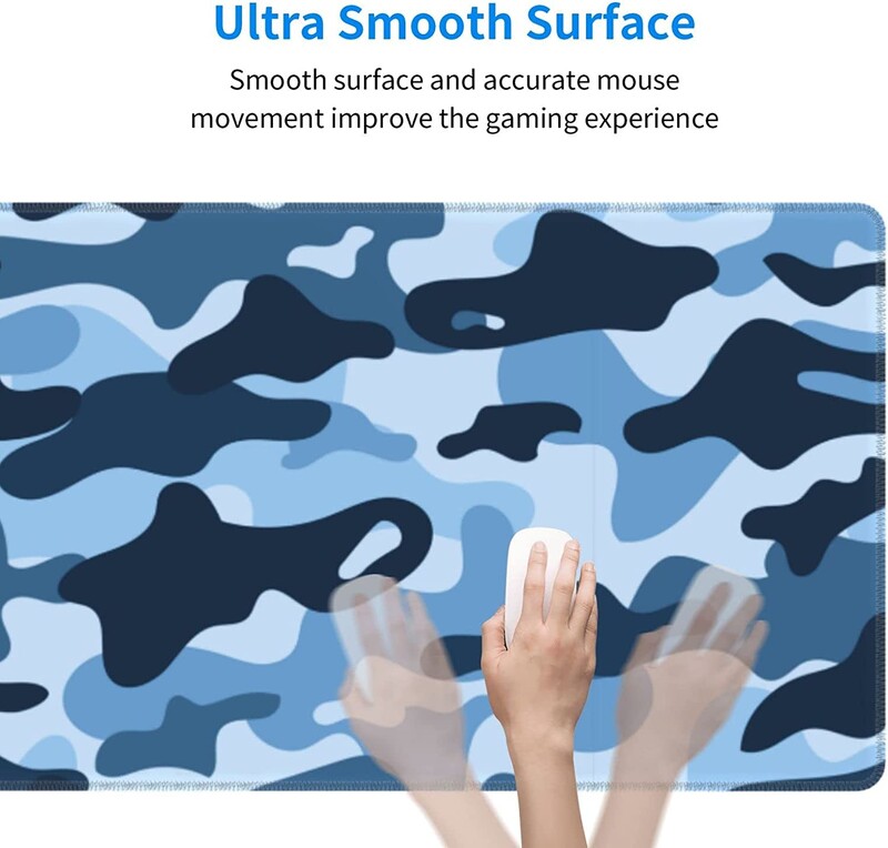 Tumši zils Camo spēļu peles paliktnis XL ar paplašinātām šūtām malām peles paliktnis Liels peles paklājiņš rakstāmgalda paliktnis, neslīdošs gumijas pamatne 31,5x11,8 collas
