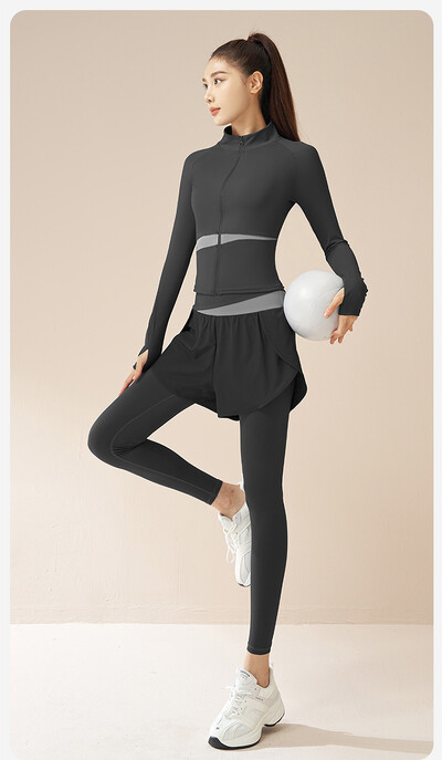 Set de haine de yoga pentru alergare de toamnă și iarnă, nud, cu uscare rapidă, costum sport subțire, îmbrăcăminte sportivă de fitness