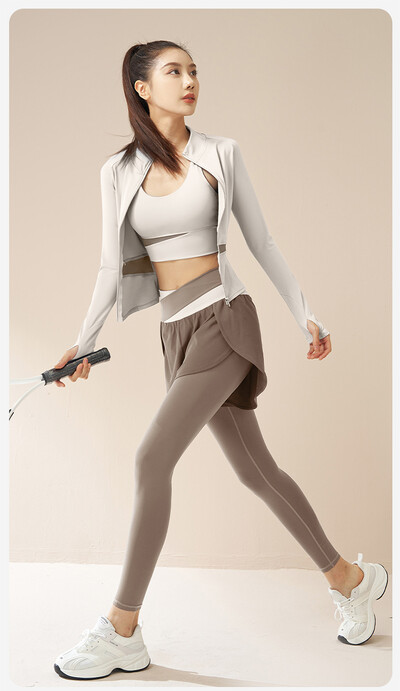 Set de haine de yoga pentru alergare de toamnă și iarnă, nud, cu uscare rapidă, costum sport subțire, îmbrăcăminte sportivă de fitness