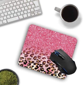 Mouse Pad, Cute Pink Faux Glitter Leopard Computer Mouse Pads Αξεσουάρ γραφείου Αντιολισθητική βάση από καουτσούκ, mousepad για ποντίκι φορητού υπολογιστή