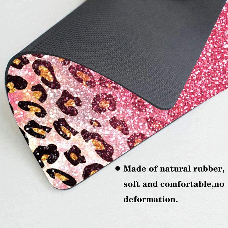 Mouse Pad, Cute Pink Faux Glitter Leopard Computer Mouse Pads Αξεσουάρ γραφείου Αντιολισθητική βάση από καουτσούκ, mousepad για ποντίκι φορητού υπολογιστή