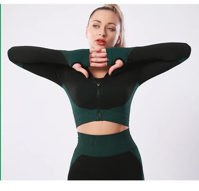 CXUEY Lycra Sport Kit Salopete de fitness pentru femei Crop Top Seturi de sport pentru yoga Tenute pentru femei Haina pentru antrenament pentru femei Imbracaminte sport XS