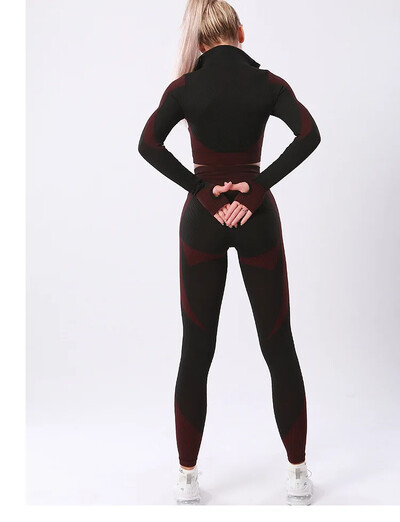 CXUEY Lycra Sport Kit Salopete de fitness pentru femei Crop Top Seturi de sport pentru yoga Tenute pentru femei Haina pentru antrenament pentru femei Imbracaminte sport XS