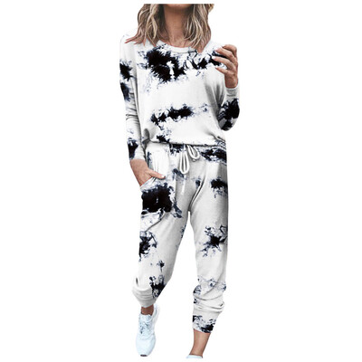 Sieviešu džemperi ar apdruku ar kapuci + garas bikses ikdienas sporta kostīmi lielizmēra treniņtērpi Silti garās piedurkņu kapuces Divdaļīgi komplekti