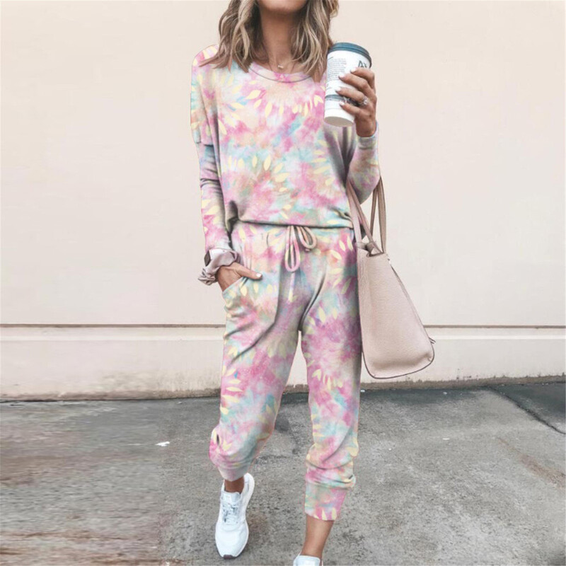 Sieviešu džemperi ar apdruku ar kapuci + garas bikses ikdienas sporta kostīmi lielizmēra treniņtērpi Silti garās piedurkņu kapuces Divdaļīgi komplekti