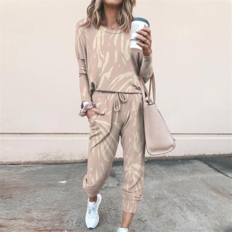 Sieviešu džemperi ar apdruku ar kapuci + garas bikses ikdienas sporta kostīmi lielizmēra treniņtērpi Silti garās piedurkņu kapuces Divdaļīgi komplekti