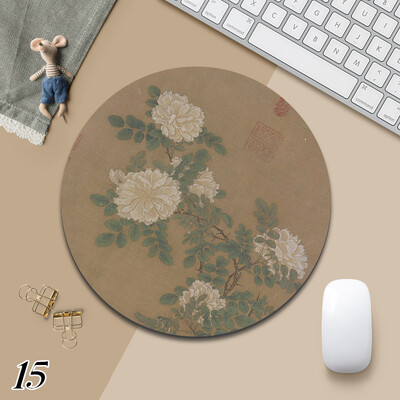 22X22cm ümmargune kummist väike hiirematt lauapadi mänguhiirematt Hiina stiilis trükitud libisemiskindel õpilaste kirjutamiskontori klaviatuuripadi