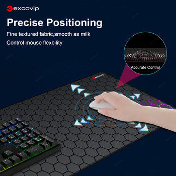 EXCO Gaming Mouse Pad Large with Stitched Edge Неплъзгаща се гумена основа Extended Desk Mat Keyboard Mousepad for Office Home Computer