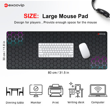 EXCO Gaming Mouse Pad Large with Stitched Edge Неплъзгаща се гумена основа Extended Desk Mat Keyboard Mousepad for Office Home Computer