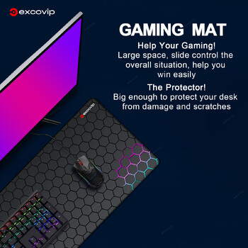 EXCO Gaming Mouse Pad Large with Stitched Edge Неплъзгаща се гумена основа Extended Desk Mat Keyboard Mousepad for Office Home Computer