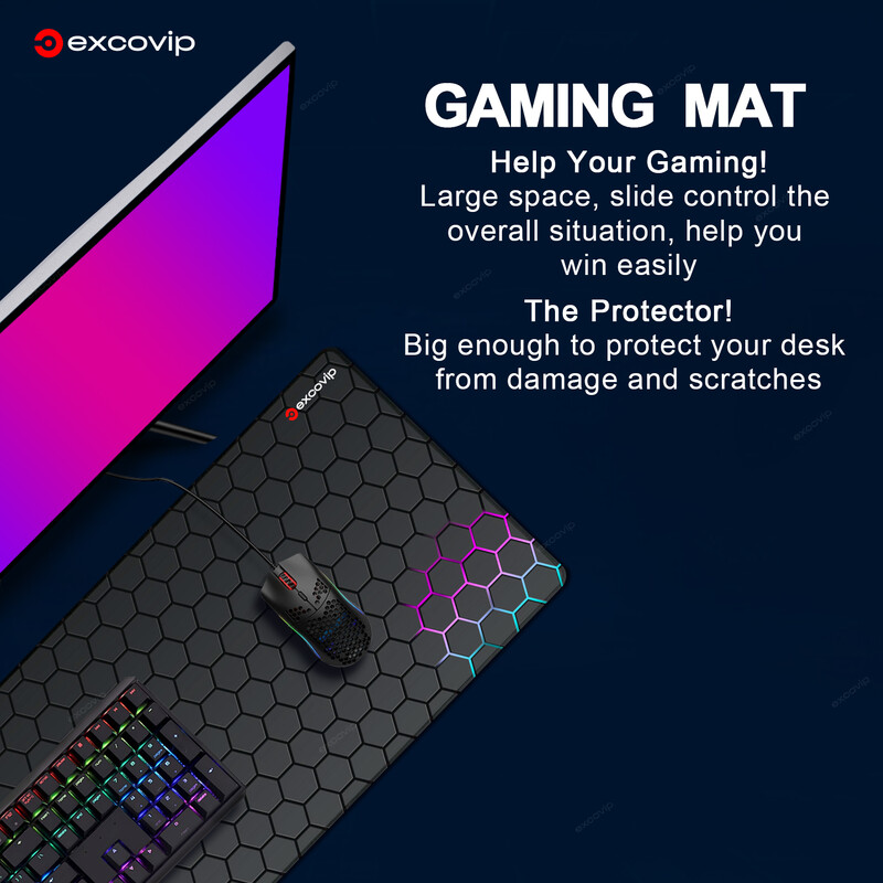 EXCO Gaming Mouse Pad mare cu margini cusute Bază anti-alunecare din cauciuc Covoraș de birou extins Tastatură Mousepad pentru birou, acasă, computer