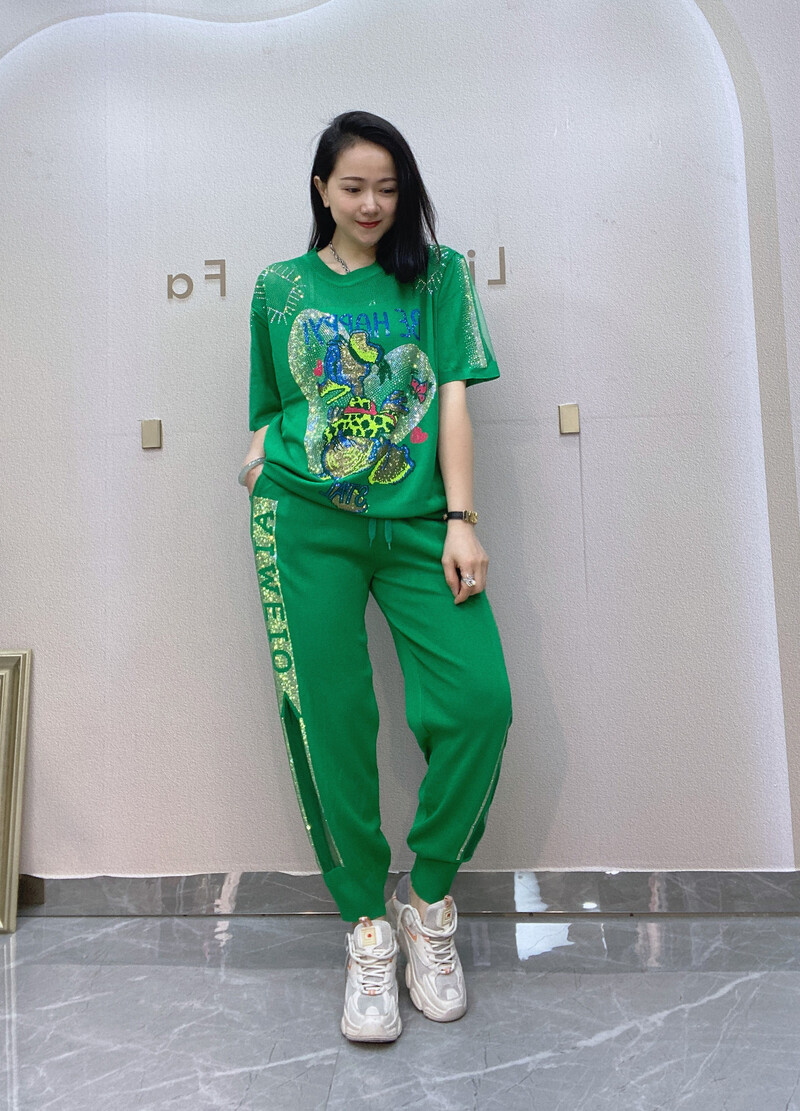 2024 Cartoon Diamonds Womens Two Peice Komplektid Vabaaja kudumisriided Naiste riietus Sügisene dressikomplekt Femme 2 tükki été