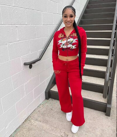 Bangniweigou Craniu Love Print Fermoar Cardigan scurt + Pantaloni drepti cu talie înaltă Set două piese Trening femei toamnă iarnă