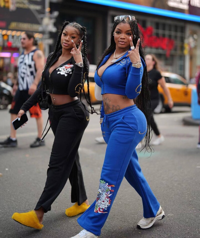 Bangniweigou Craniu Love Print Fermoar Cardigan scurt + Pantaloni drepti cu talie înaltă Set două piese Trening femei toamnă iarnă