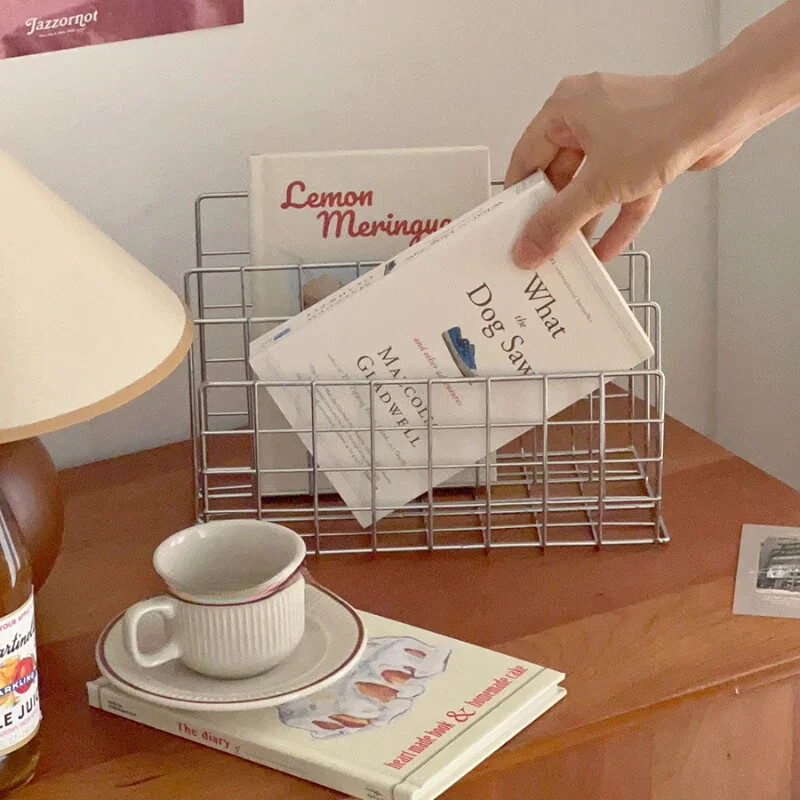 Raft de depozitare de birou minimalist din fier Ins Organizator de masă Raft de organizare din metal Raft de cărți Birou Raft de depozitare multifuncțional