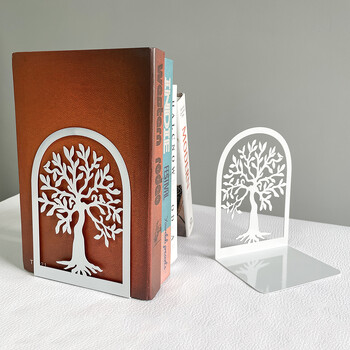 White Tree of Life Desktop Book Ends Office Desktop Home Bookend for Book Loves Office Desktop Iron Book Rack