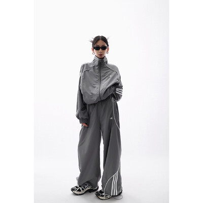 Nové Y2K PTKPCC nohavice, dámske streetwear, vintage 90. roky, dvojdielna súprava, nadrozmerná tepláková súprava, široké nohavice, hip hopová bunda