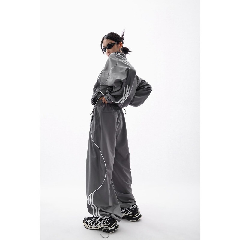 Nové Y2K PTKPCC nohavice, dámske streetwear, vintage 90. roky, dvojdielna súprava, nadrozmerná tepláková súprava, široké nohavice, hip hopová bunda