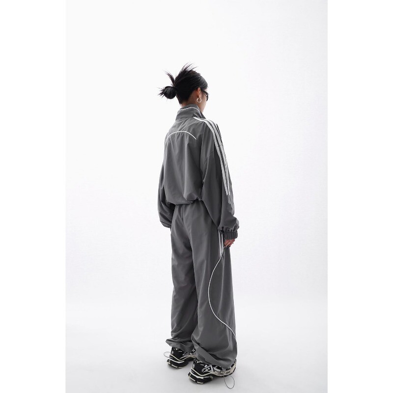 Nové Y2K PTKPCC nohavice, dámske streetwear, vintage 90. roky, dvojdielna súprava, nadrozmerná tepláková súprava, široké nohavice, hip hopová bunda