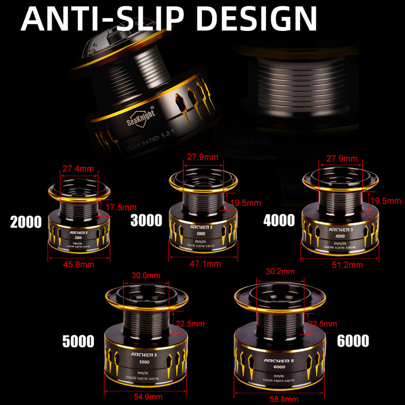 Marka SeaKnight ARCHER2 Serija 5.2:1 4.9:1 Spinning Rola MAX Drag Power 28lbs Aluminijska špula Fish Alarm Spinning Rola 2000-6000