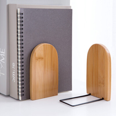 Nature Bamboo Desktop Organizer Bookends Book Ends Stovo Laikiklis Lentyna Knygų lentyna