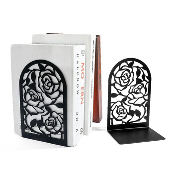 2Pcs Style Rose Book Ends for BookLovers Bookend for Heavy Books Στήριγμα βιβλίων για το σπίτι Δώρο γραφείου γραφείου για γυναίκες Άνδρες