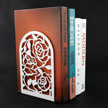 2Pcs Style Rose Book Ends for BookLovers Bookend for Heavy Books Στήριγμα βιβλίων για το σπίτι Δώρο γραφείου γραφείου για γυναίκες Άνδρες