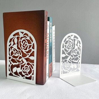 2Pcs Style Rose Book Ends for BookLovers Bookend for Heavy Books Στήριγμα βιβλίων για το σπίτι Δώρο γραφείου γραφείου για γυναίκες Άνδρες