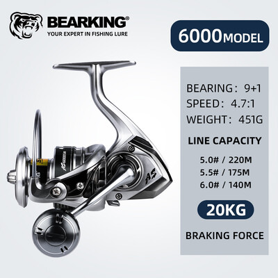 Bearking Saltwater Spinning Reel Max Drag 20kg 1000-6000 9+1BB Spinning pesca Reel pribor za ribolov